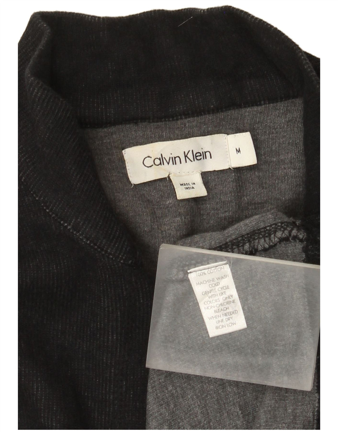 Calvin Klein Pull à col zippé pour homme en coton noir moyen