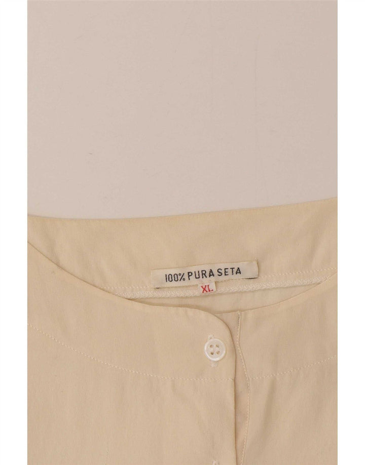 chemisier femme vintage Top UK 18 XL Soie Beige