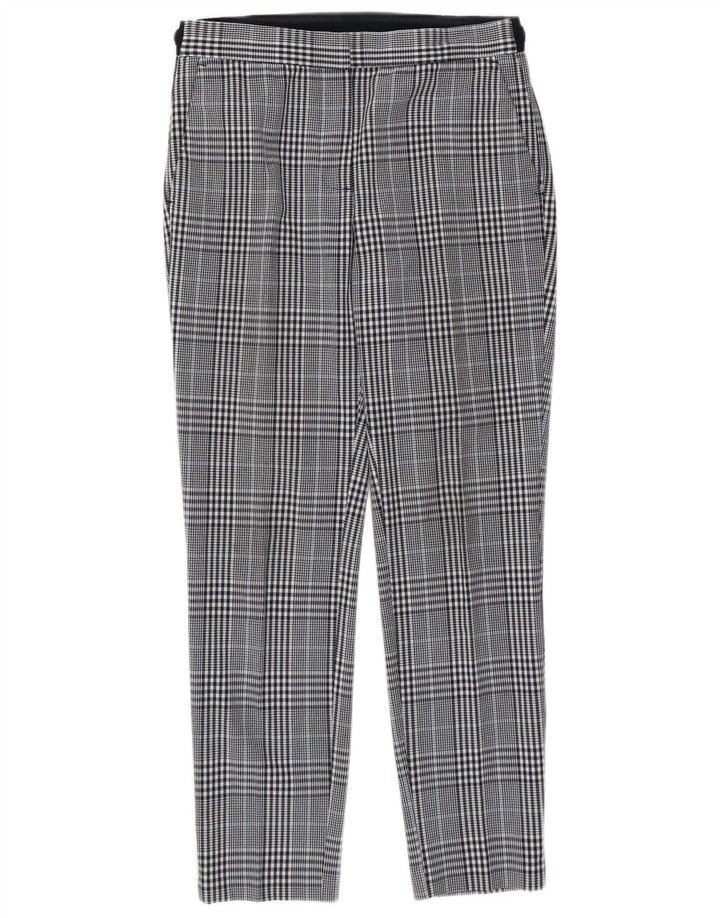 Zara Pantalon court slim pour femme Small W26 L26 Bleu marine à carreaux en polyester