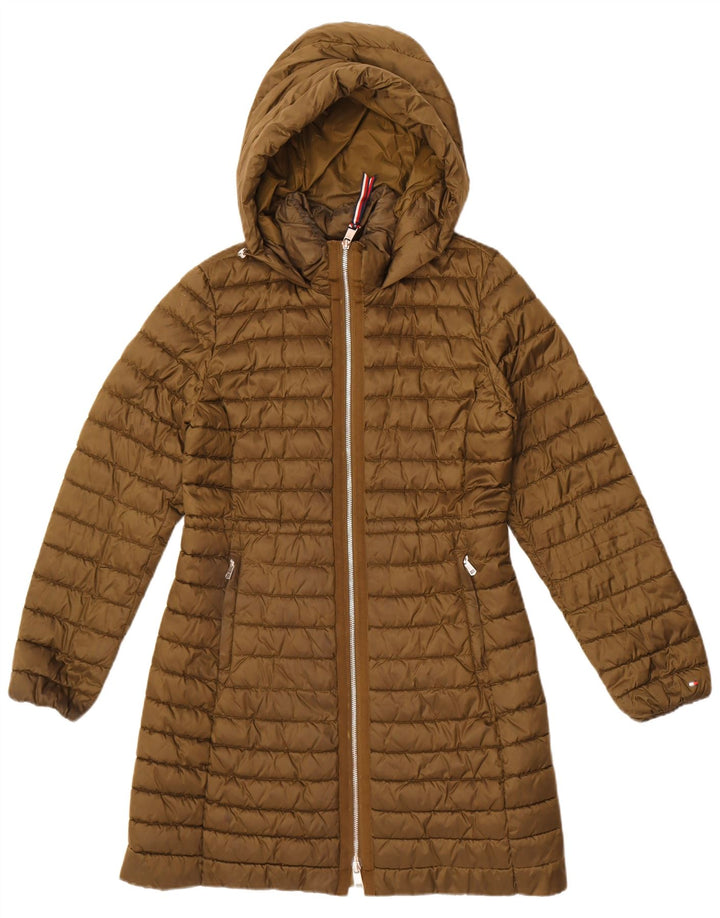 Tommy Hilfiger Manteau rembourré à capuche pour femme UK 44 Medium Kaki Polyamide