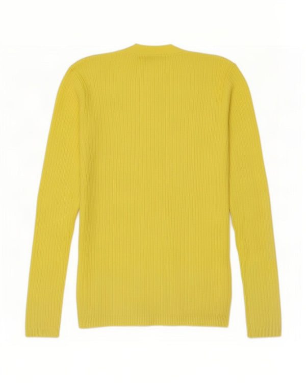 Zara Cardigan Femme Pull UK 12 Viscose Jaune Moyen