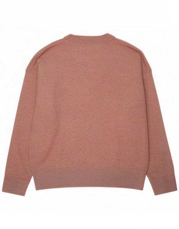 Marks & Spencer Womens Loose Fit V-Neck Jumper Sweater UK 14 Medium Pink