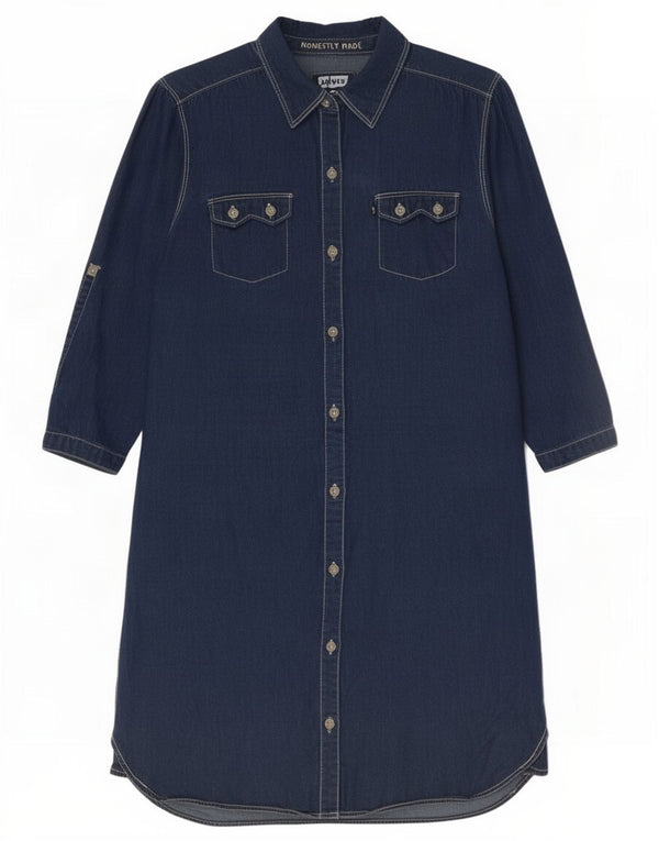 Levi's Robe chemise en jean à manches 3/4 pour fille 13-14 ans XL Bleu marine Coton