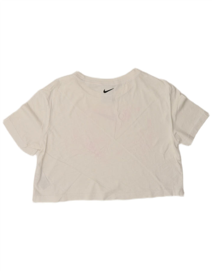 NIKE T-shirt court coupe ample pour femme UK 10 petit coton blanc