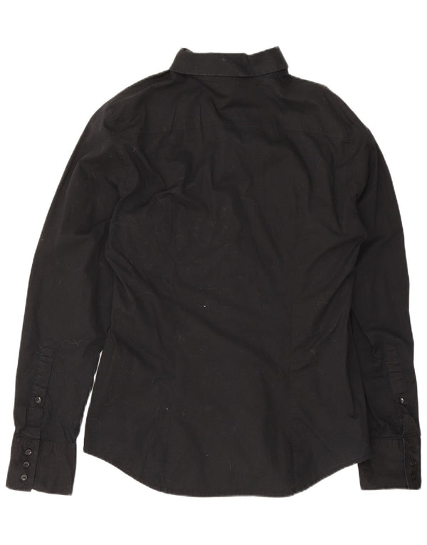 Benetton Chemise Femme UK 12 Coton Noir Moyen