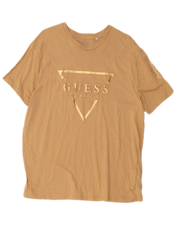 Guess T-Shirt Graphique Femme UK 18 XL Coton Beige