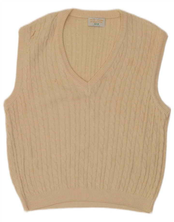 Benetton Débardeur Femme UK 12 Medium Off White Coton