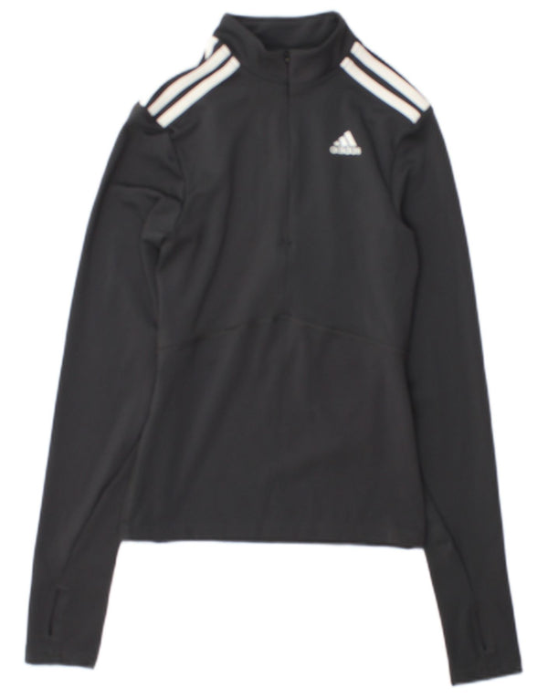 Adidas Haut de survêtement à col zippé pour femme UK 4/6 XS Gris Colorblock
