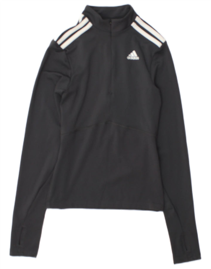 Adidas Haut de survêtement à col zippé pour femme UK 4/6 XS Gris Colorblock