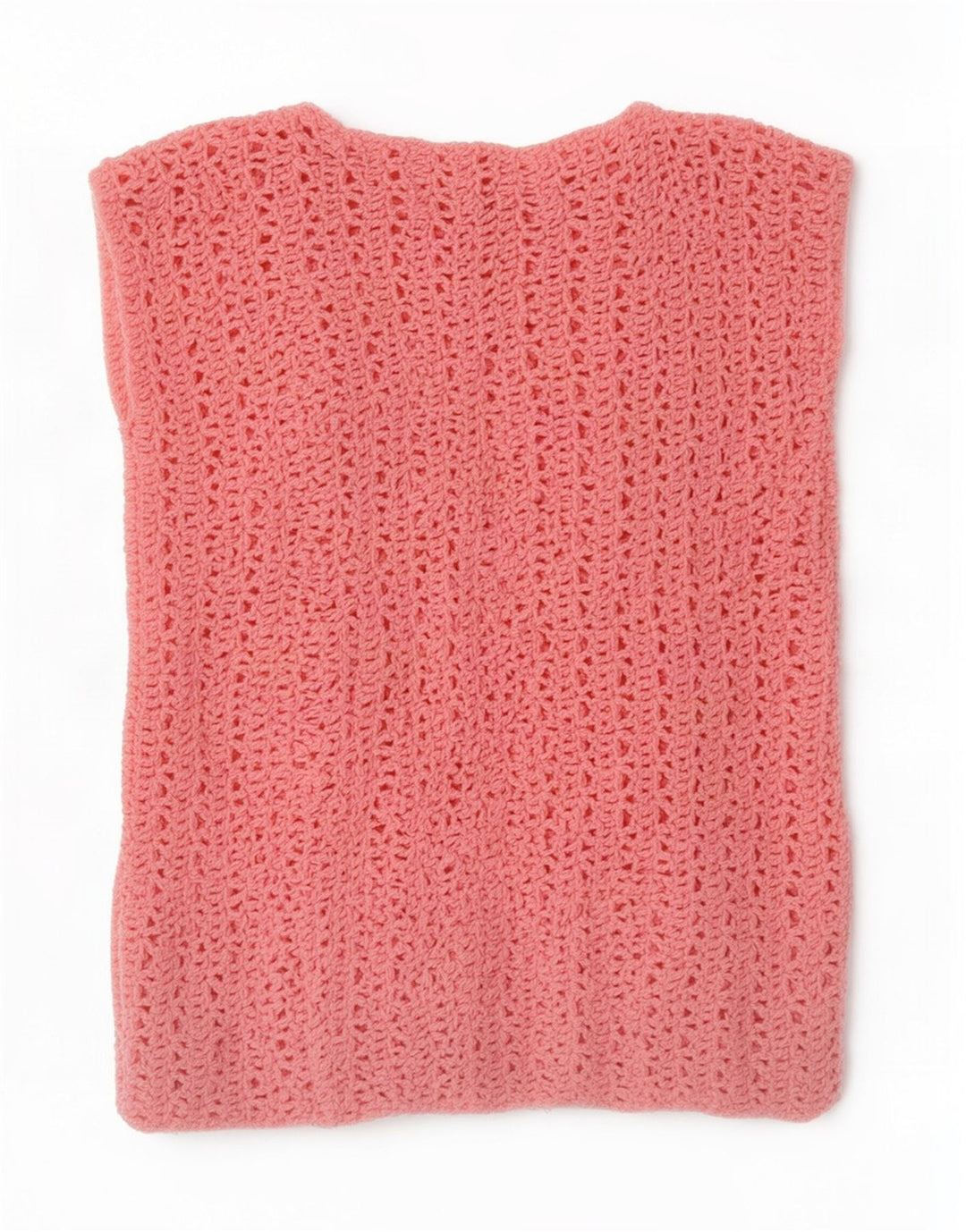 vintage Femmes Crochet Gilet Débardeur UK 12 Rose Moyen