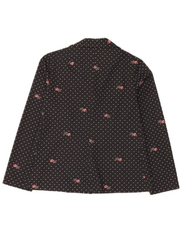Romy Veste Blazer 4 Boutons Femme UK 14 Grand Noir Floral Polyester