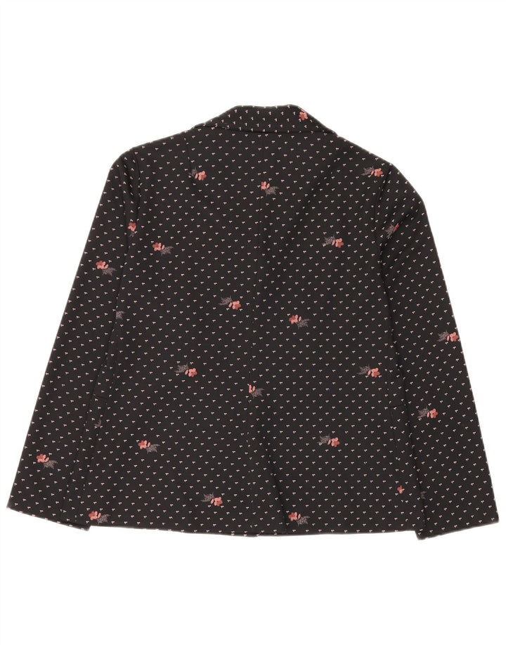 Romy Veste Blazer 4 Boutons Femme UK 14 Grand Noir Floral Polyester