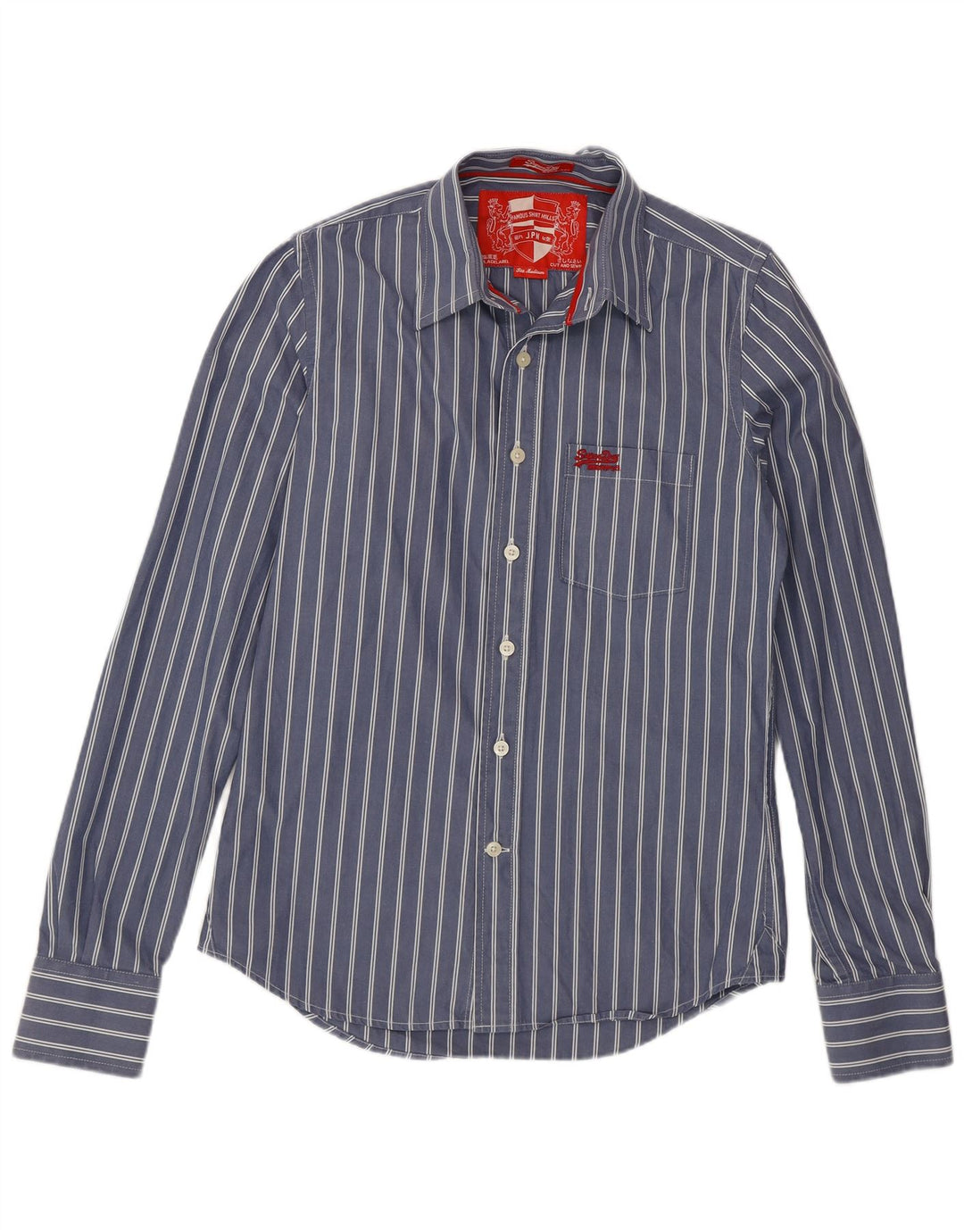 Superdry Chemise Homme Bleu Moyen Rayé Coton