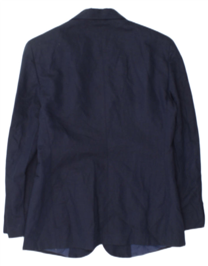 Benetton Veste Blazer 2 Boutons Femme IT 42 Bleu Marine Moyen Coton