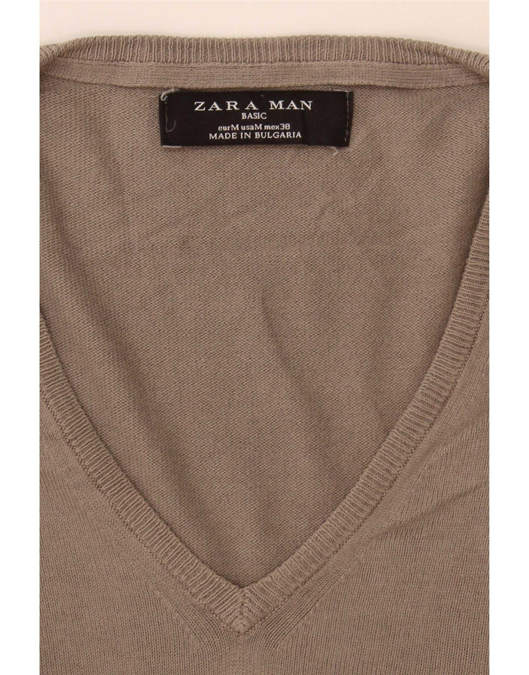 Zara Pull Col V Homme Gris Moyen