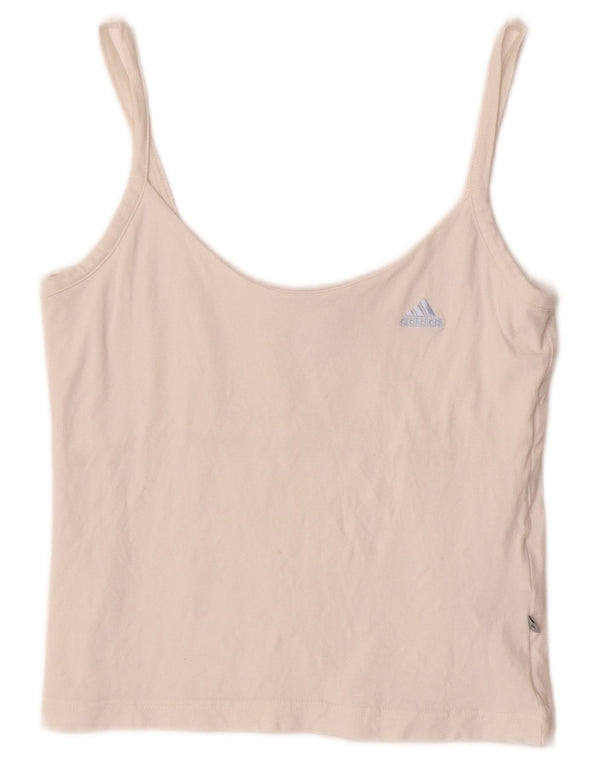 ADIDAS Femmes Crop Cami Top UK 12 Moyen Blanc Cassé Coton