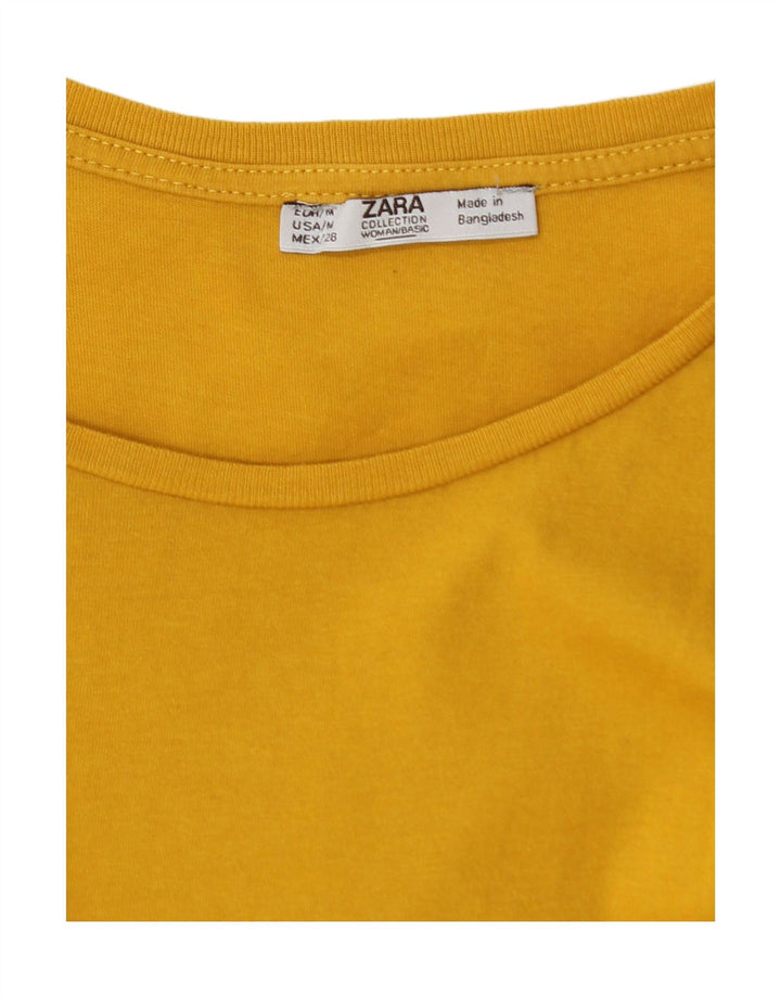 ZARA Womens T-Shirt Top UK 12 Medium Yellow Vintage Zara and Second-Hand Zara from Messina Hembry 