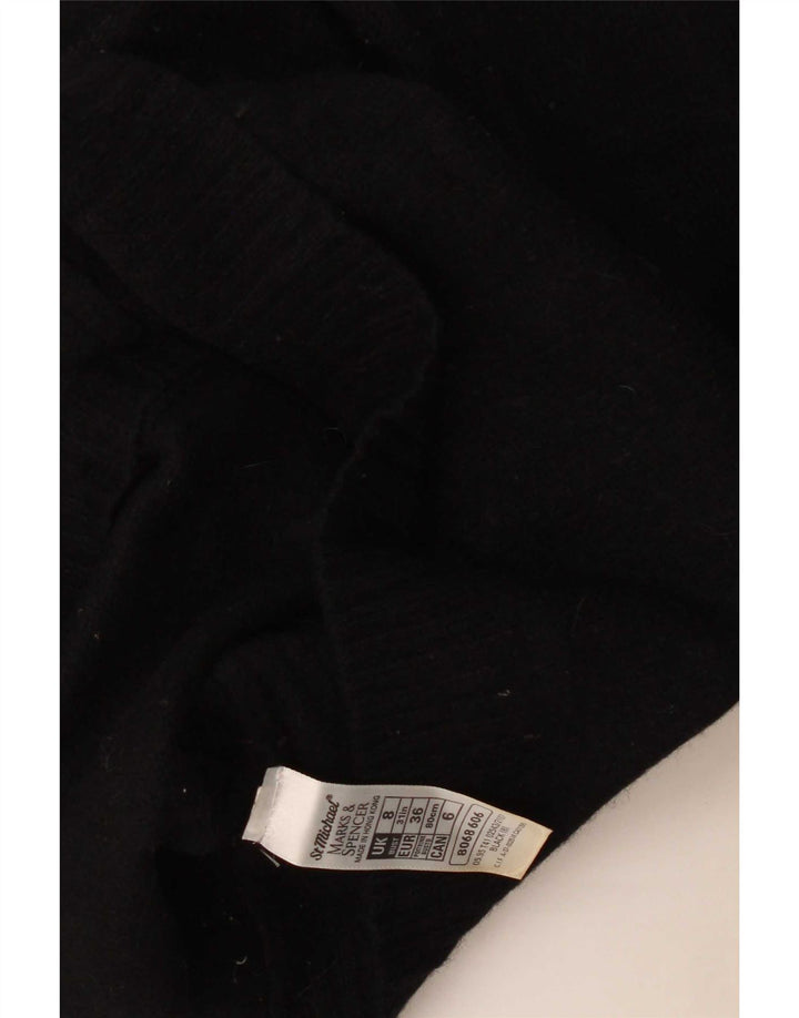 Marks & Spencer Pull Cardigan Femme UK 8 Petit Laine d'Agneau Noir