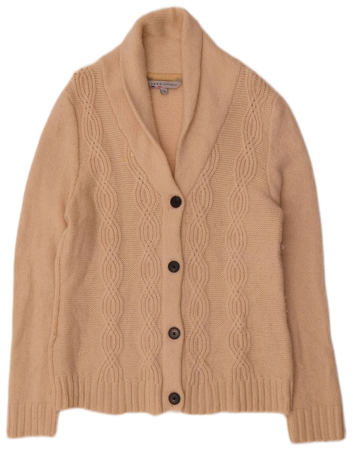 CREW CLOTHING Pull Cardigan Femme UK 16 Grande Laine Beige