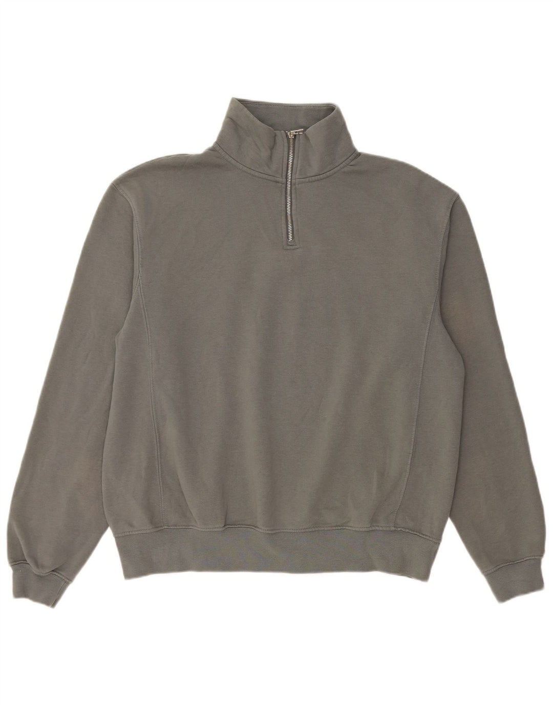 Zara Sweat-shirt à col zippé pour homme Gris moyen Coton