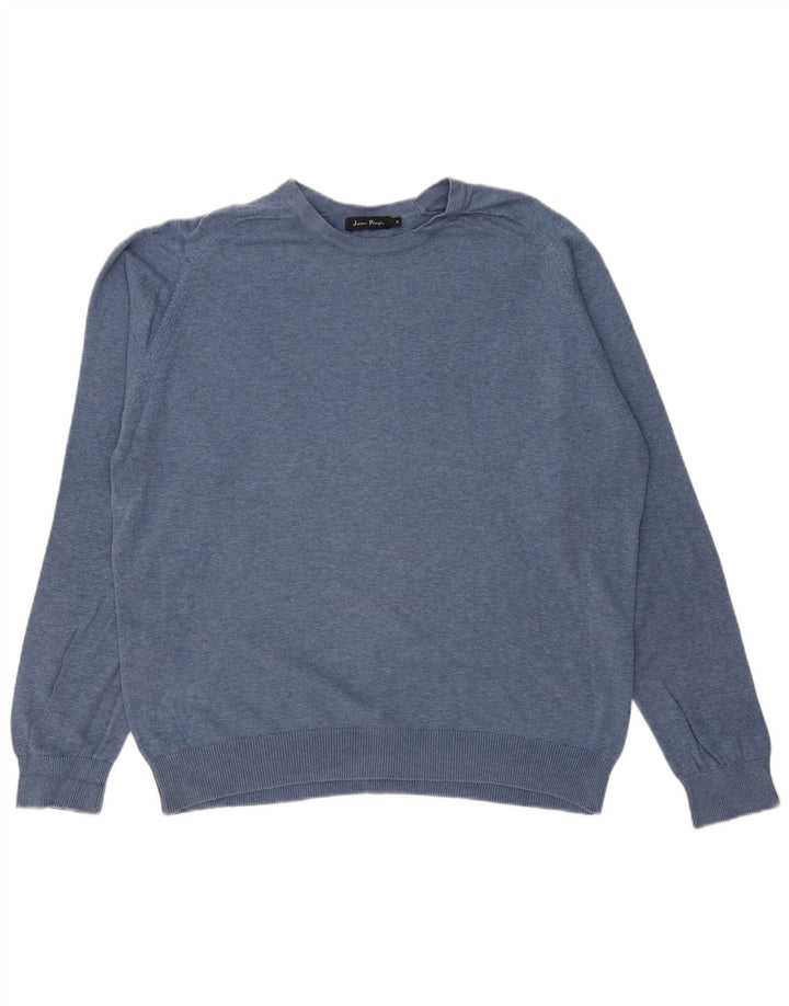 JAMES PRINGLE Pull à col rond coupe décontractée pour homme en coton bleu moyen