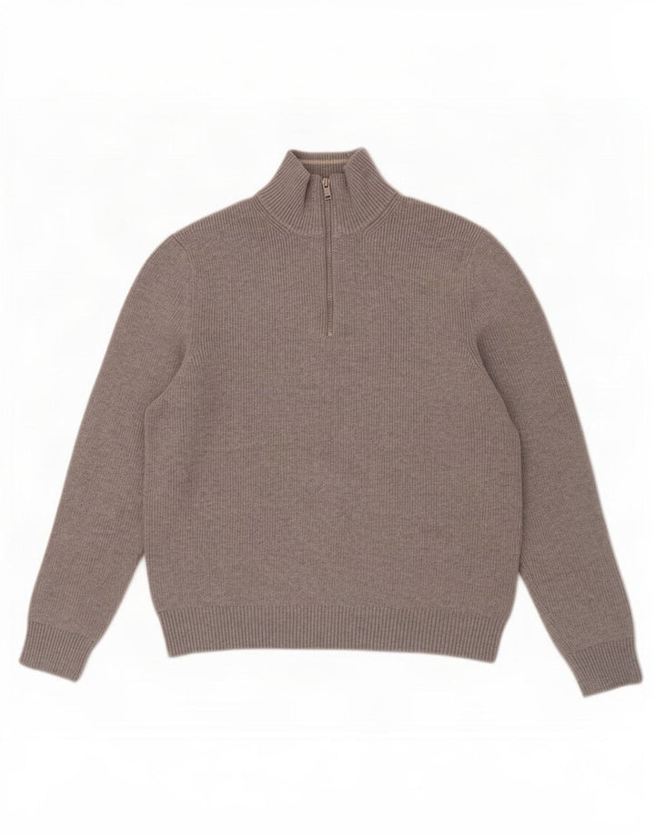 Marks & Spencer Pull à col zippé pour homme Grand gris Polyester