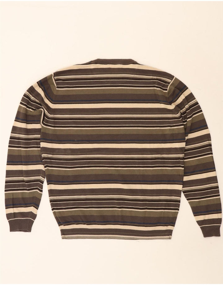 J. Crew Pull à col rond pour homme en coton rayé kaki moyen