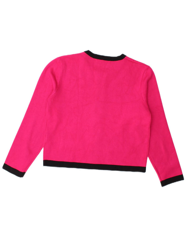 Zara Womens Crop Cardigan Pull UK 16 Grande Viscose Rose