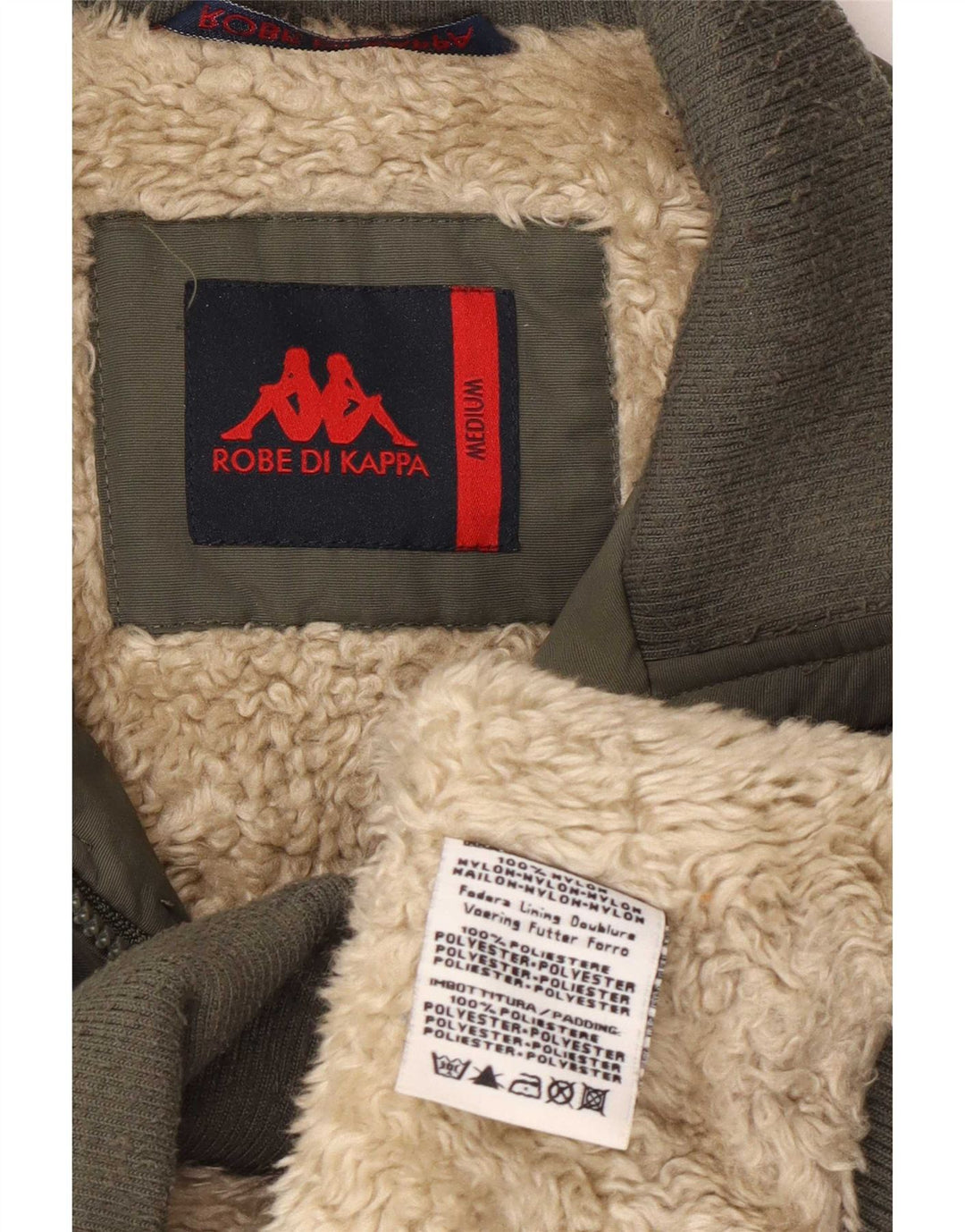 Kappa Veste Bomber Sherpa Homme UK 38 Medium Kaki Nylon