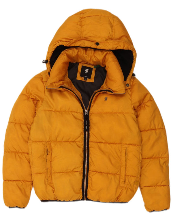 G-Star Womens Hooded Padded Jacket UK 14 Medium Yellow Polyester
