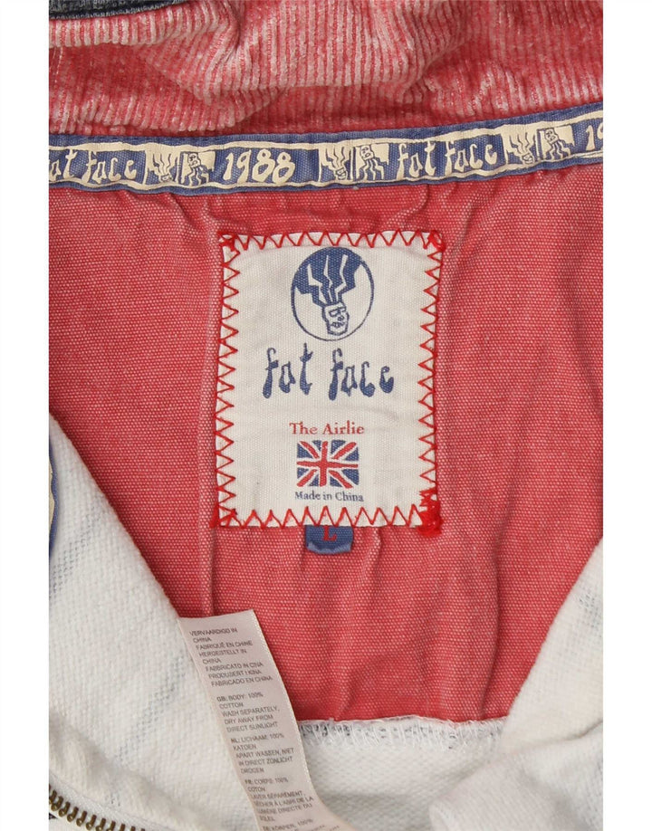 Fat Face Sweat-shirt à col zippé pour homme en coton rayé blanc