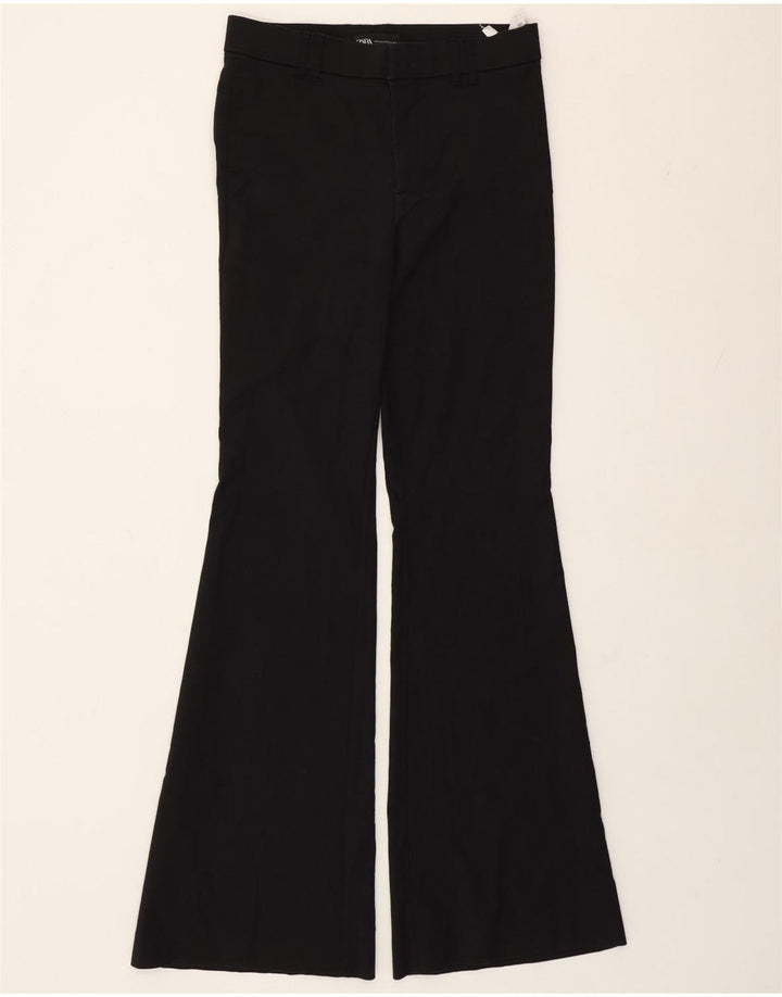Zara Pantalon décontracté évasé pour femme Medium W28 L33 Coton noir