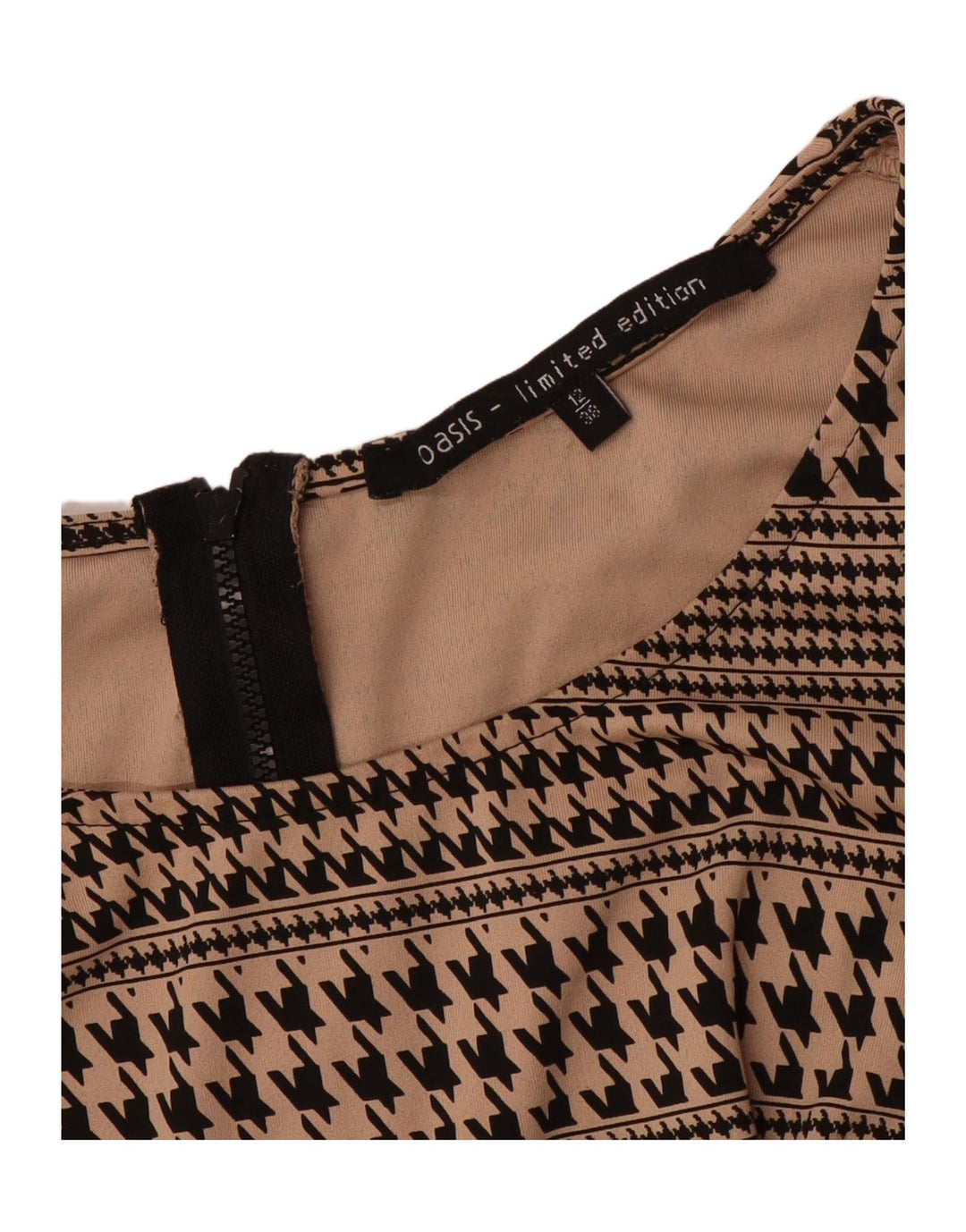 Oasis Chemisier Femme UK 12 Pied-de-Poule Beige Moyen