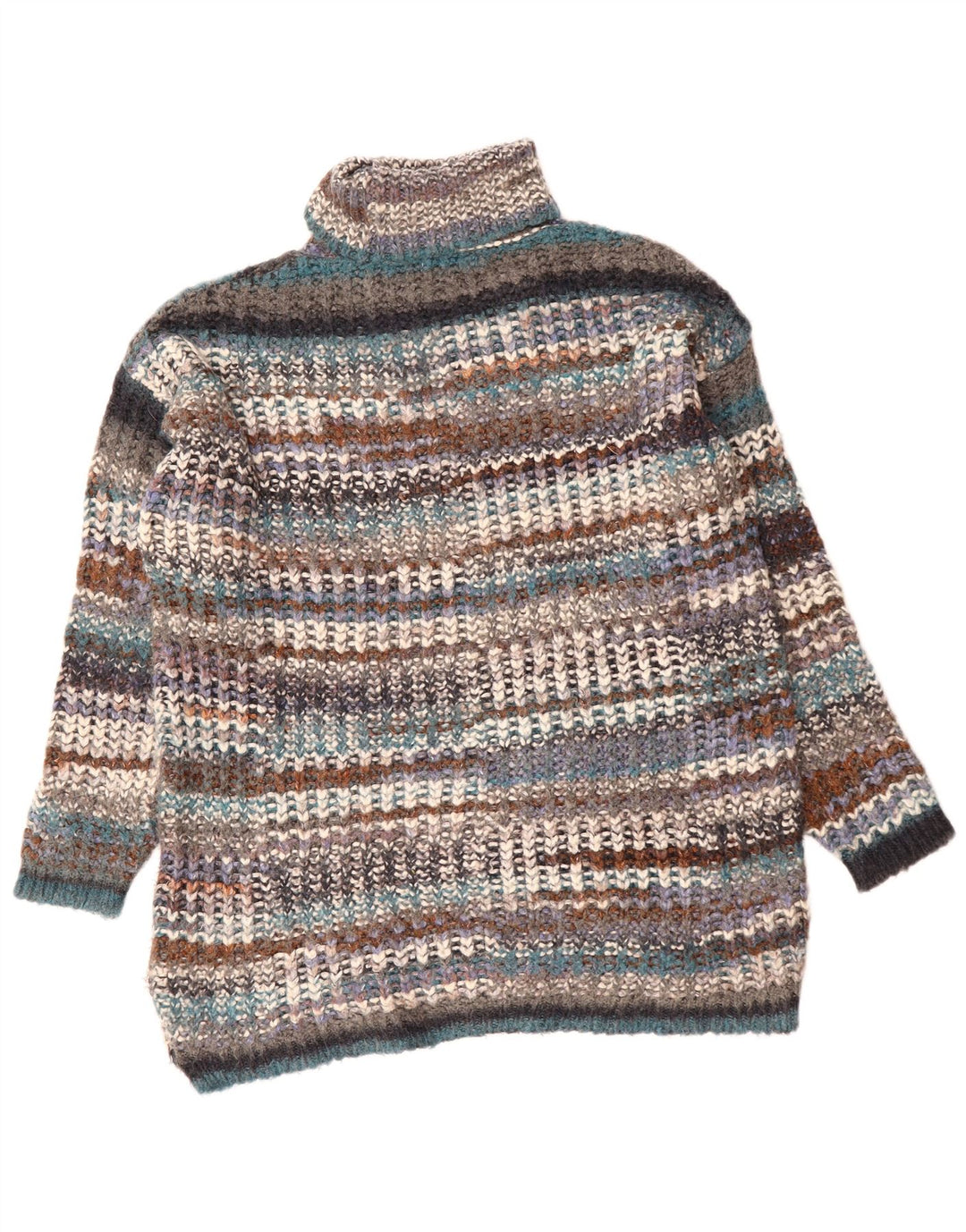 ZARA Femme Pull Col Roulé Pull UK 14 Moyen Multicolore Rayé