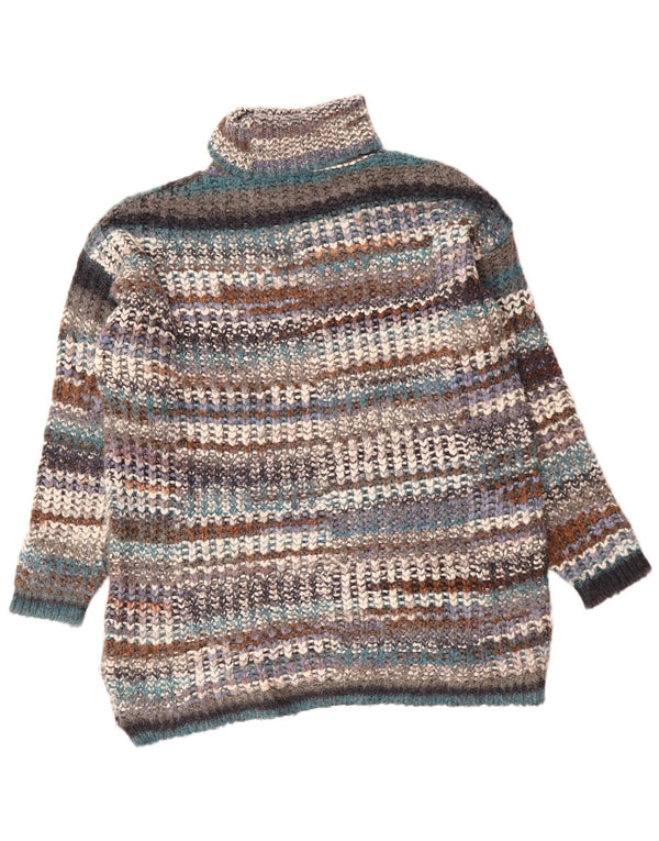 ZARA Femme Pull Col Roulé Pull UK 14 Moyen Multicolore Rayé