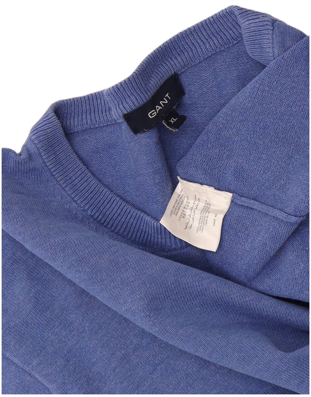 Gant Pull col rond homme XL bleu coton