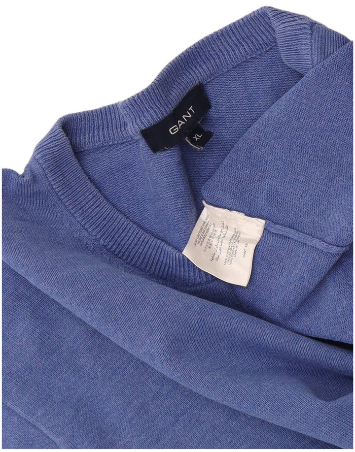 Gant Pull col rond homme XL bleu coton
