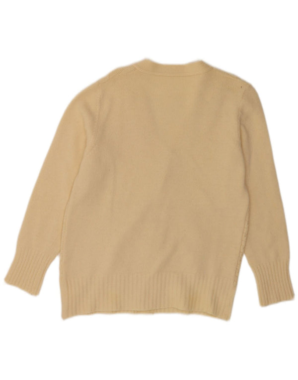 vintage Femme Cardigan Pull UK 10 Petit Beige