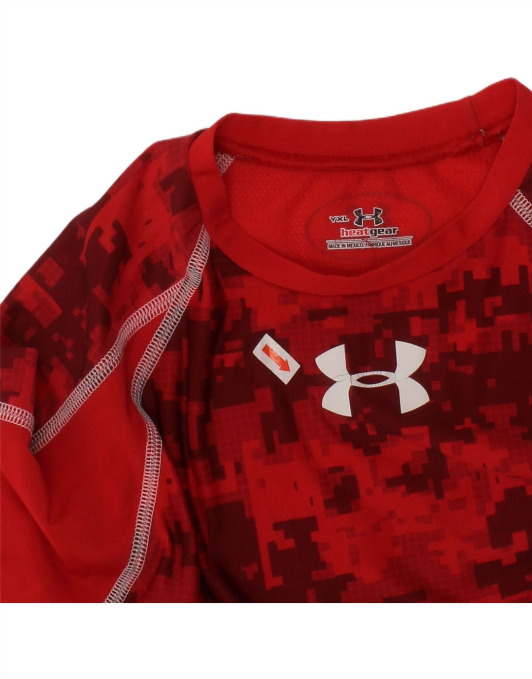 UNDER ARMOUR Boys Heat Gear Graphic Top Long Sleeve 13-14 Years XL Red