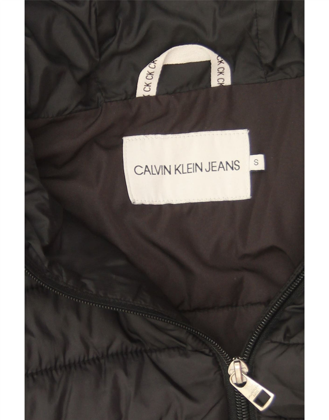 Calvin Klein Jeans Veste matelassée surdimensionnée à capuche pour femme UK 10 Small Noir