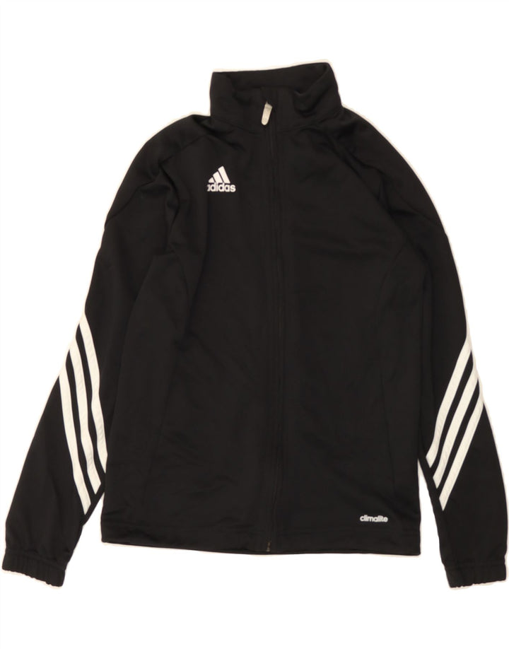 ADIDAS Boys Climalite Graphic Tracksuit Top Jacket 9-10 Years Black Vintage Adidas and Second-Hand Adidas from Messina Hembry 