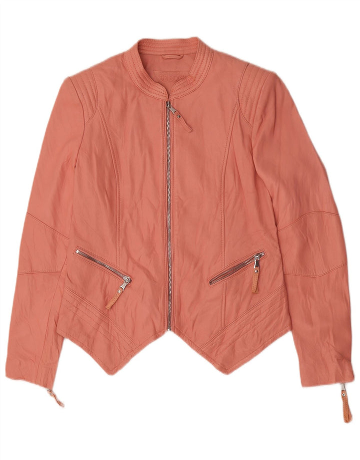 Be Edgy Veste en cuir crop pour femme UK 14 Grand cuir rose
