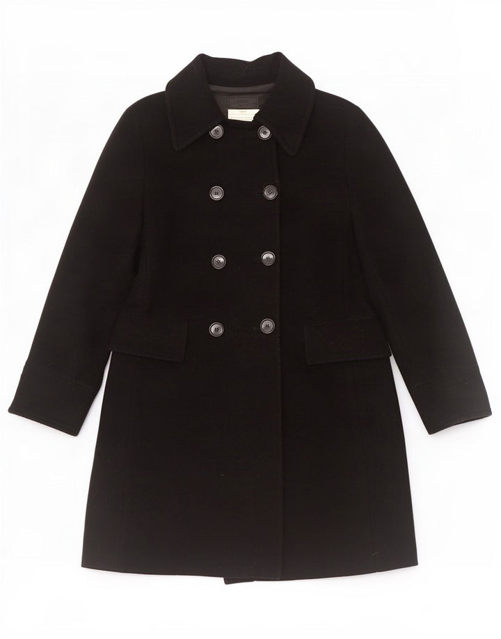 Zara Femme Manteau Double Boutonnage EU 40 Laine Noir Moyen