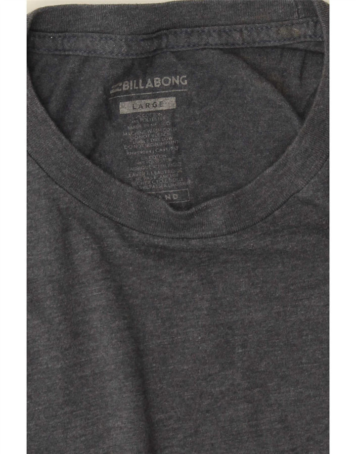 Billabong Mens Graphic T-Shirt Top Large Gris Moucheté Coton