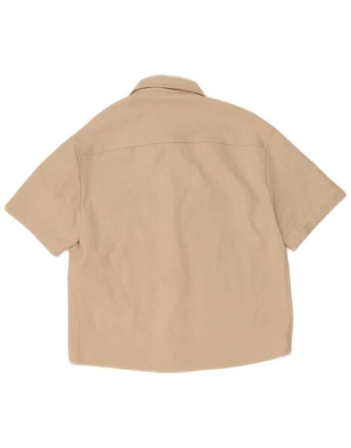 Zara Chemise À Manches Courtes Homme Beige Moyen Polyester