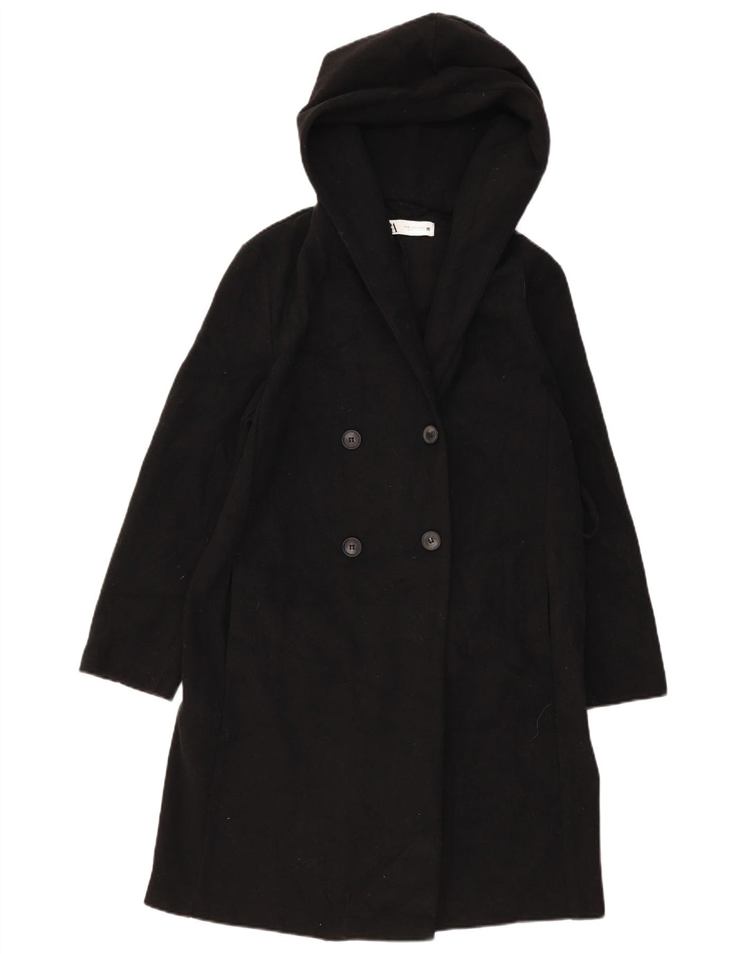 ZARA Manteau à capuche surdimensionné pour femme UK 6 XS Noir