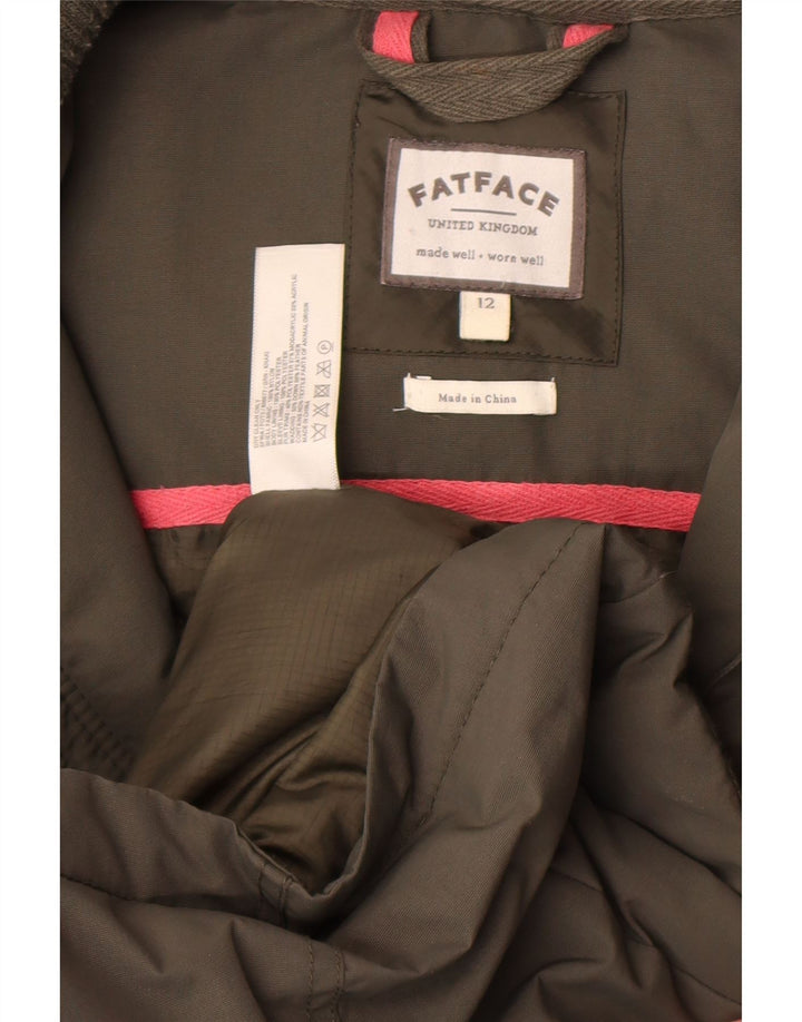 Fat Face Manteau rembourré à capuche pour femme UK 12 Medium Kaki Nylon