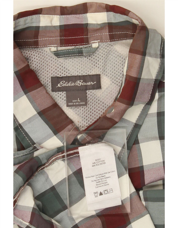 EDDIE BAUER Chemise à manches courtes pour homme en coton à carreaux multicolores