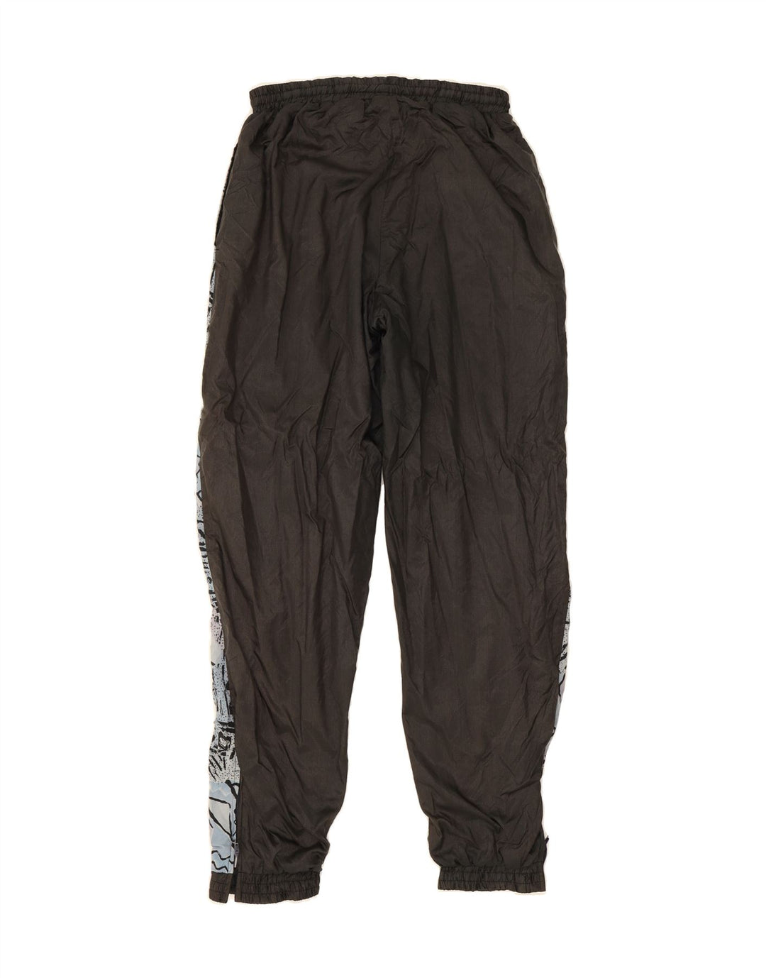 VINTAGE Mens Tracksuit Trousers Joggers Small  Black Geometric Polyester Vintage Vintage and Second-Hand Vintage from Messina Hembry 