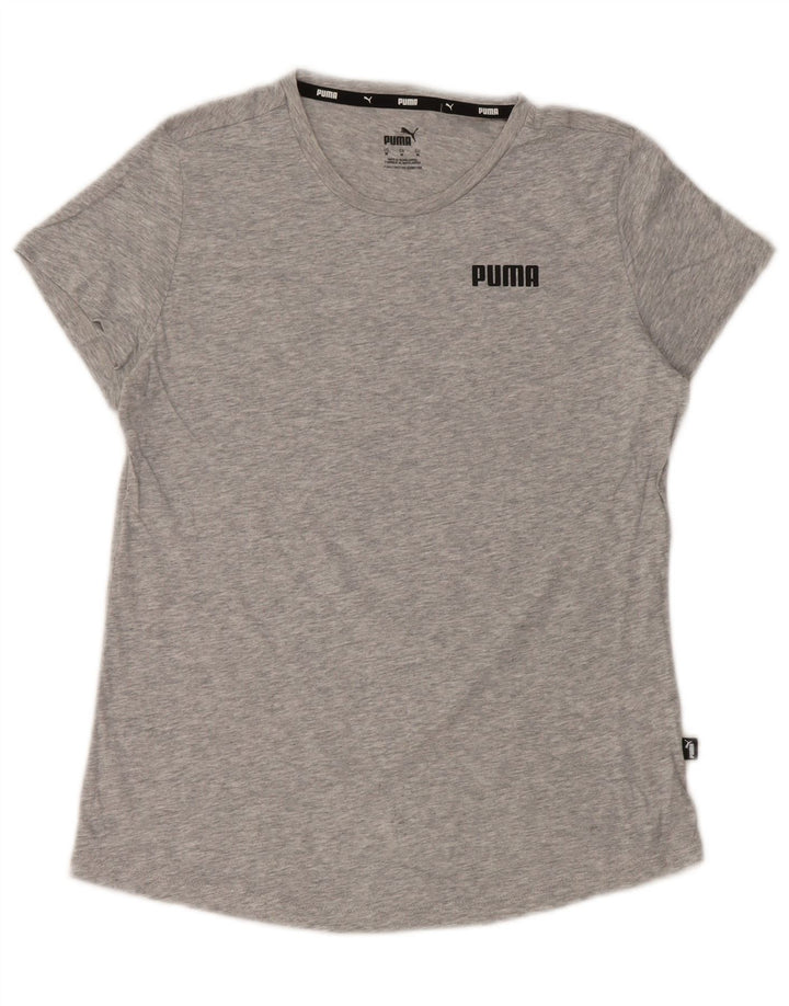 Puma T-Shirt Femme UK 12 Gris Moyen Coton